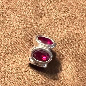 Pandora Silver Bracelet with Red Gemstones